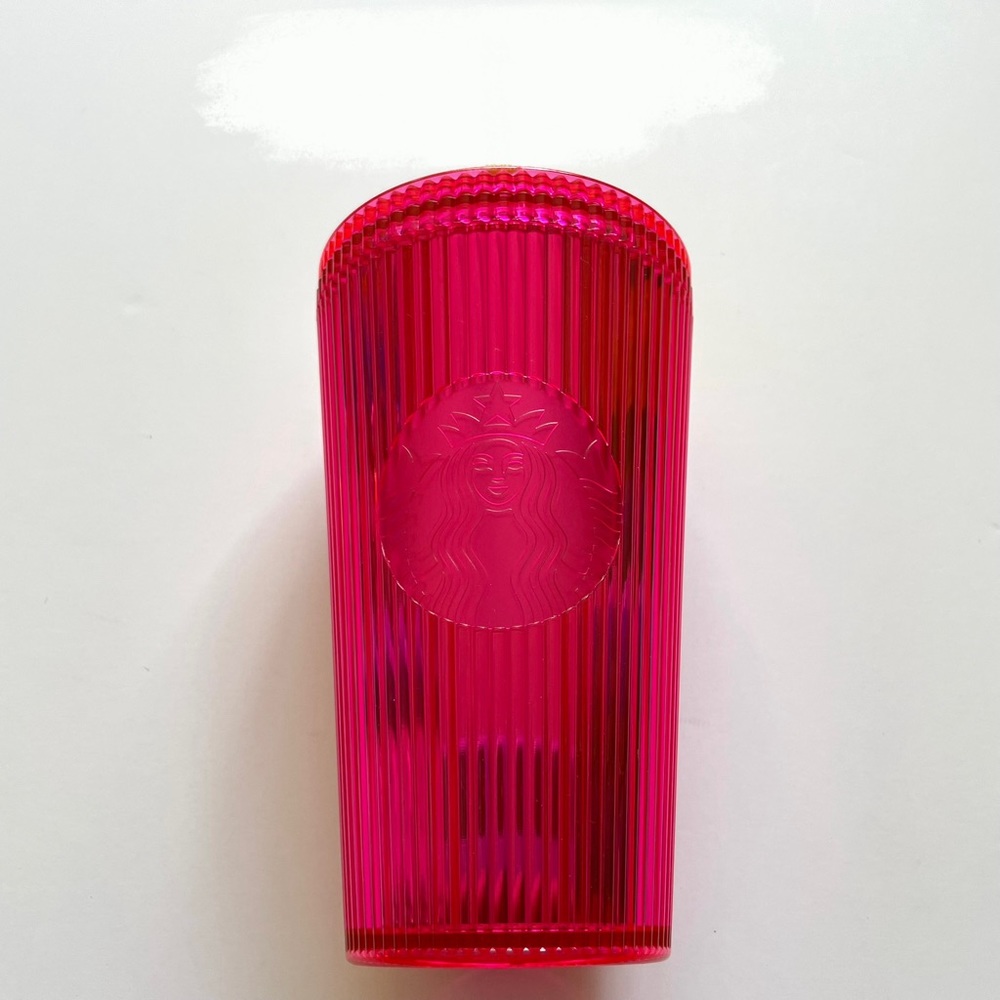 Starbucks Summer Grande 2023 Pleated Neon Magenta Pink Cold Cup Tumbler